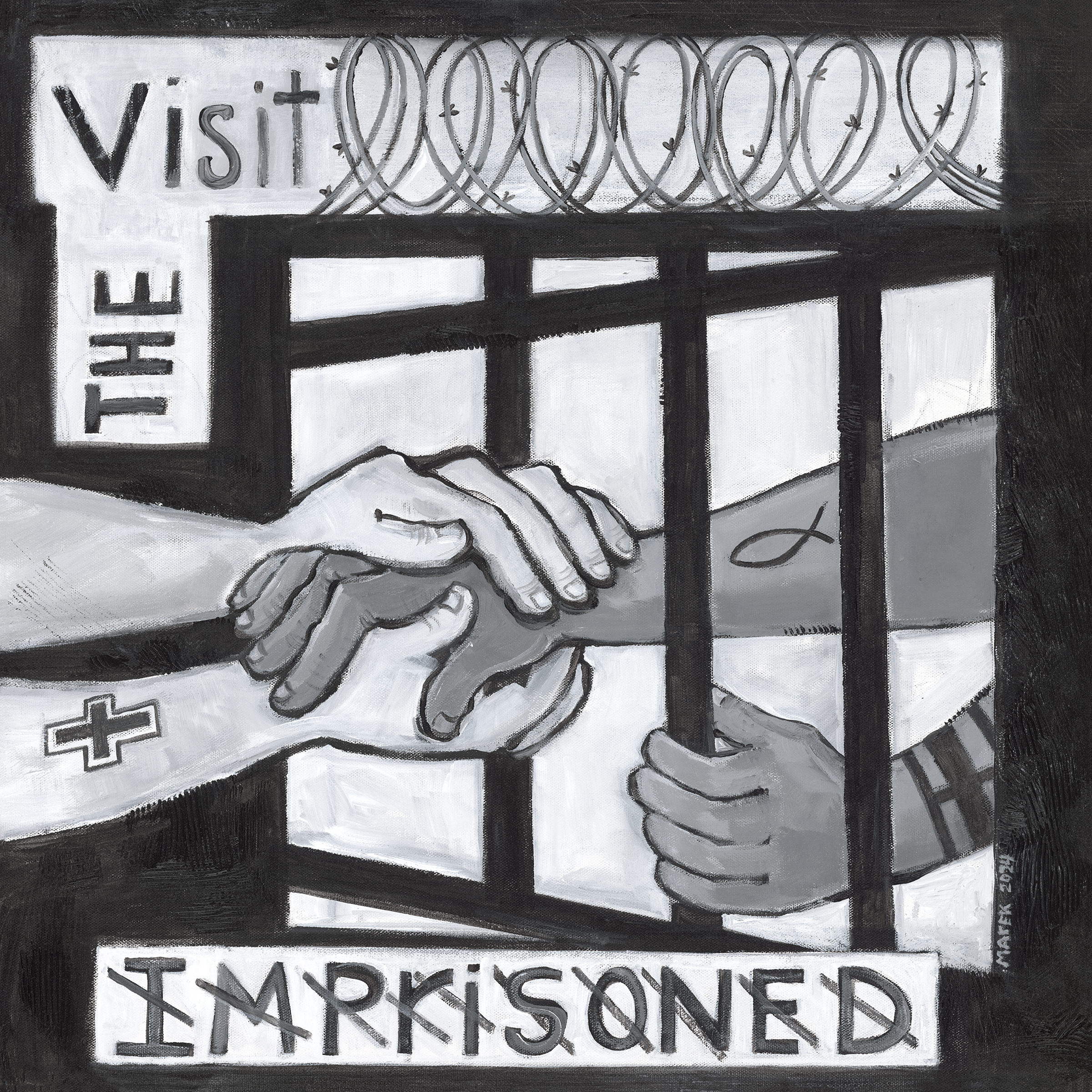2 of 10 illustrations of the seven Corporal Works of Mercy